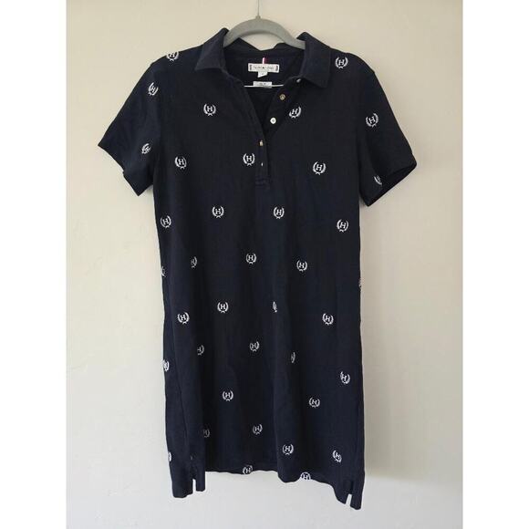 Tommy Hilfiger Dresses & Skirts - Tommy Hilfiger Black Polo Dress Slim Fit Crest Print Size M